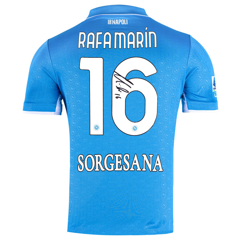 SSC Napoli Home Match Shirt 2024 2025 Autographed by Rafa Marin