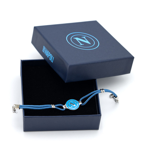 SSC Napoli Bracciale Azzurro Cordino e Acciaio