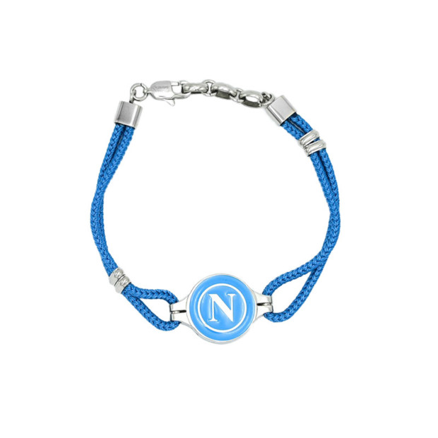 SSC Napoli Sky Blue Cord and Steel Bracelet
