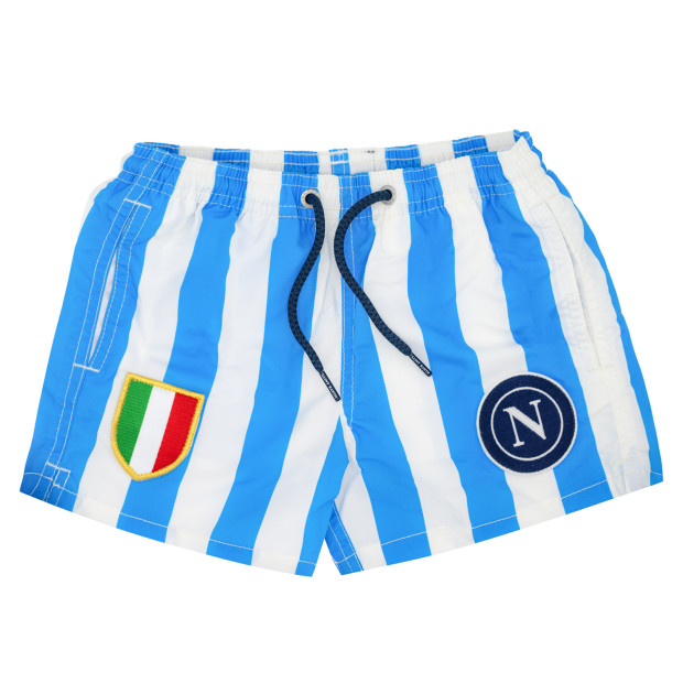 SSC Napoli White Sky Blue Scudetto Swim Shorts for Kids